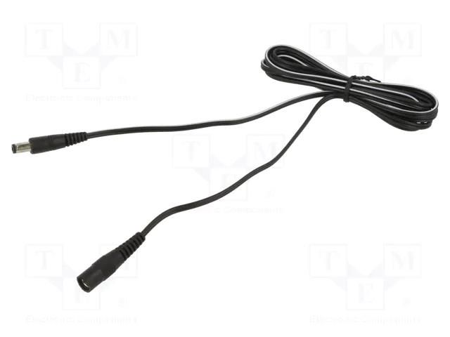 Cable; 2x0.5mm2; DC 5,5/2,1 plug,DC 5,5/2,5 plug; straight; 1.5m WEST POL P25-C21-T050-150BK
