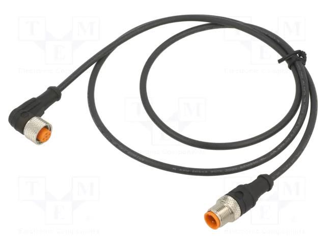 Cable: for sensors/automation; M12; PIN: 3; 1m; plug; 30VDC; 4A; 1200 LUTRONIC 1210120603L1300-1M