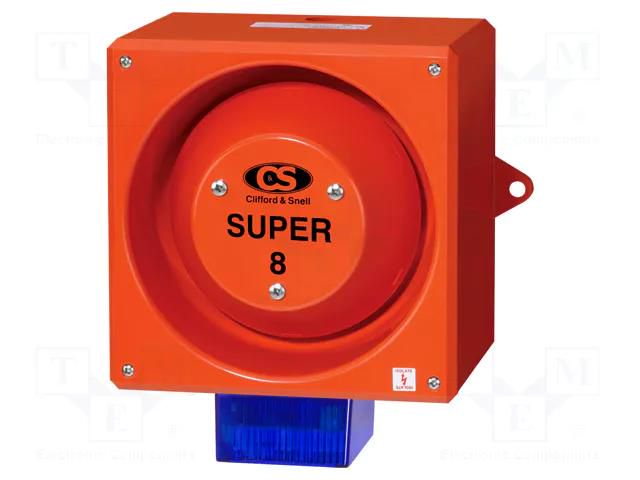 Signaller: lighting-sound; 115VAC; siren,flashing light; blue CLIFFORD & SNELL YL80/L50/B/RF/SU/W