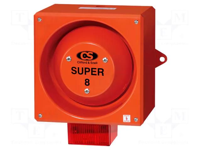 Signaller: lighting-sound; 24VDC; siren,flashing light; red; IP65 CLIFFORD & SNELL YL80/D50/R/RF/SU/W