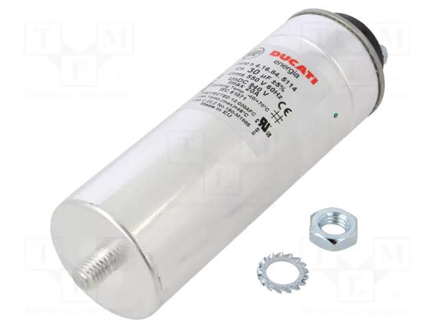 Capacitor: polypropylene; one phase; 30uF; ±5%; 940VDC; 55x150mm DUCATI ENERGIA 416.84.5114
