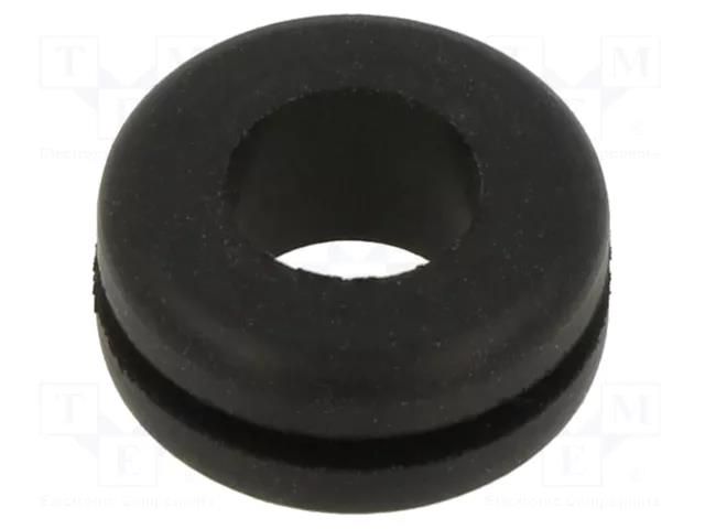 Grommet; Ømount.hole: 11.1mm; Øhole: 7.92mm; rubber; black KEYSTONE KEYS742