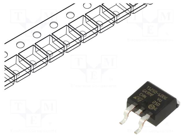 Triac; 600V; 12A; D2PAK; Igt: 50mA; Snubberless™; logic level STMicroelectronics T1250-600G-TR