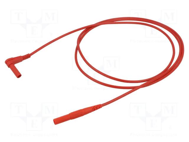 Test lead; 19A; banana plug 4mm,angular banana plug 4mm; red STÄUBLI XMS-484-15022