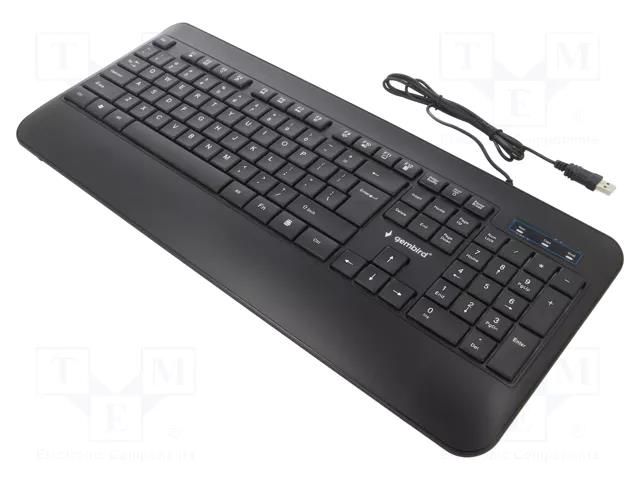 Keyboard; black; USB A; wired,slim,US layout; Features: with LED GEMBIRD KB-UML-03