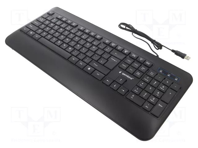 Keyboard; black; USB A; wired,slim,US layout; with LED; 1.5m GEMBIRD KB-UML-03