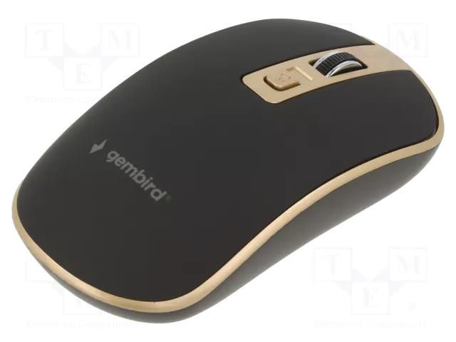 Mouse; black,golden; USB A; wireless,optical; No.of butt: 4; 10m GEMBIRD MUSW-4B-06-BG