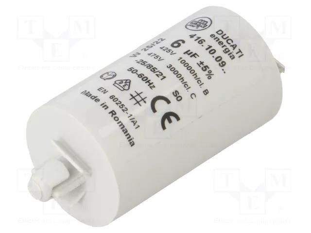 Capacitor: polypropylene; motors, run; 6uF; 400VAC; Ø32x55mm; ±5% DUCATI ENERGIA 4.16.10.09.72