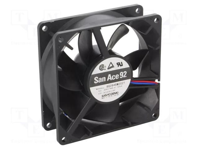 Fan: DC; axial; 48VDC; 92x92x32mm; 72m3/h; 25dBA; ball; 2100rpm SANYO DENKI 9G0948M2021
