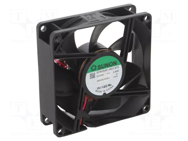 Fan: DC; axial; 24VDC; 80x80x25mm; 101.9m3/h; 47.5dBA; ball; IP56 SUNON GE80252B1-AC9