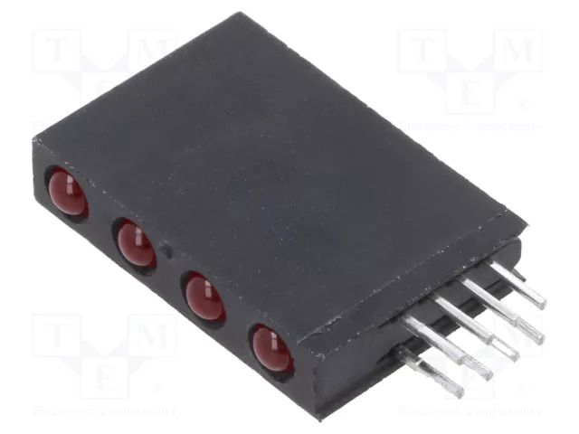 LED; in housing; 3mm; No.of diodes: 4; red; 20mA; Lens: diffused; 40° BIVAR H401CRD