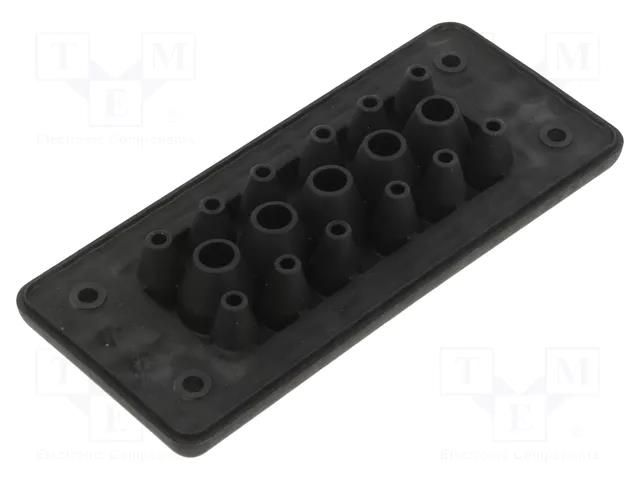 Multigate grommet; black; Holes no: 17; -40÷90°C; UL94V-0; IP65 TRELLEBORG MH-16-F-17-1-R9005