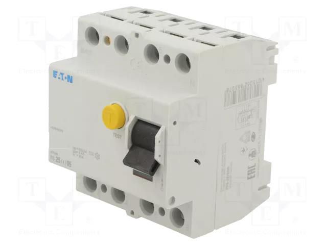 RCD breaker; Inom: 25A; Ires: 500mA; Max surge current: 500A; IP20 EATON ELECTRIC PF6-25/4/05