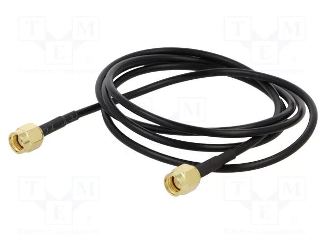Cable; 1m; RP-SMA male,both sides; black; straight; 50Ω ONTECK SMA-02-1.0