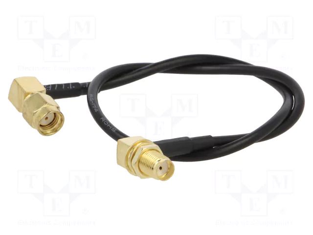 Cable; 0.3m; RP-SMA male,SMA female; black; angled; 50Ω ONTECK SMA-09-0.3