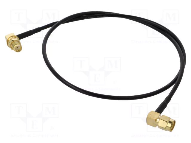 Cable; 0.5m; RP-SMA male,SMA female; black; angled; 50Ω ONTECK SMA-09-0.5