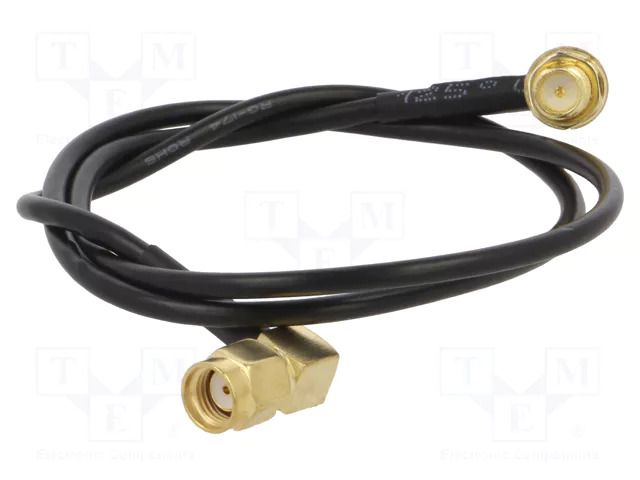 Cable; 0.5m; RP-SMA male,RP-SMA female; black; angled; 50Ω ONTECK SMA-10-0.5