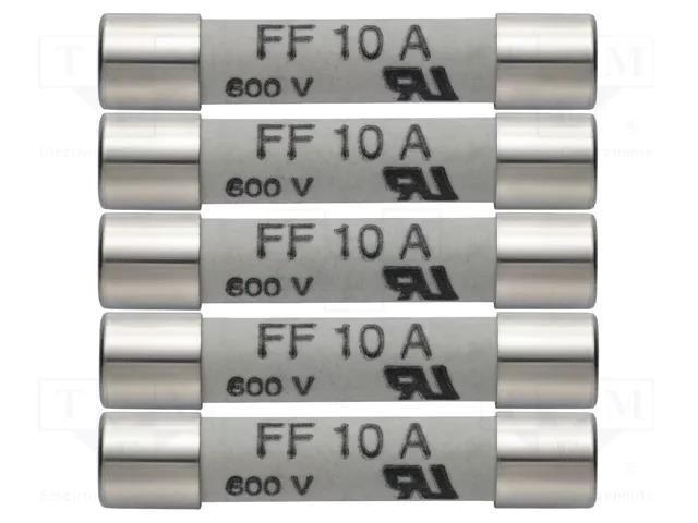 Fuse; 6x32mm; 600V; 10A; 5pcs. TESTO TESTO-05900005