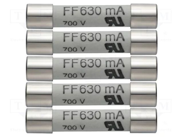 Fuse; 6x32mm; 600V; 630mA; 5pcs. TESTO TESTO-05900007