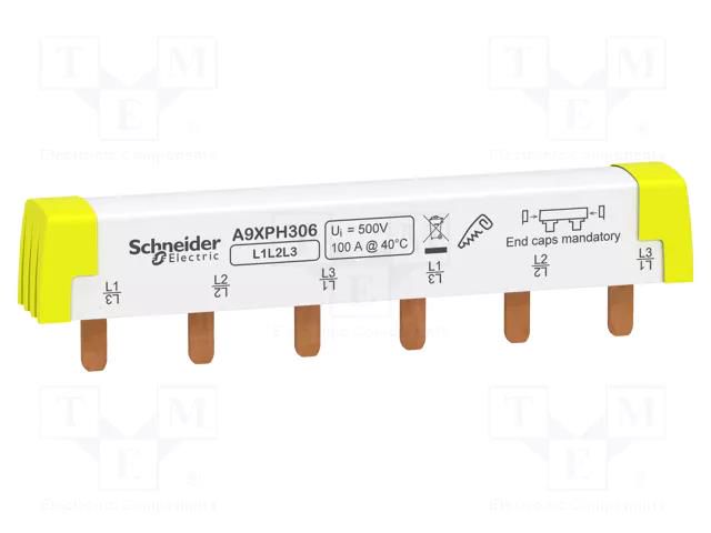 Busbar; Poles: 3; Urated: 415V; 100A; No.of mod: 6; Uinsul: 500V SCHNEIDER ELECTRIC A9XPH306