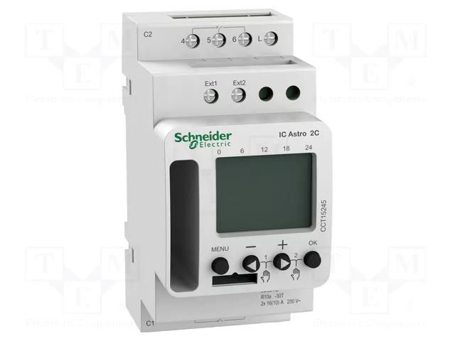 Programmable time switch; Range: 1 year; DPDT; 230VAC; IP20; ACTI9 SCHNEIDER ELECTRIC CCT15245