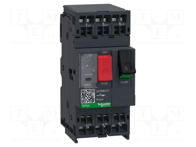 Motor breaker; 0.75kW; 230÷690VAC; for DIN rail mounting; IP20 SCHNEIDER ELECTRIC GV2ME073
