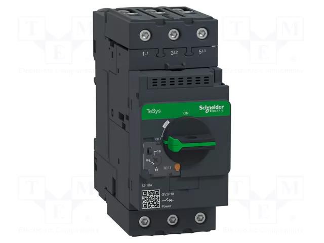Motor breaker; 7.5kW; 230÷690VAC; for DIN rail mounting; IP20 SCHNEIDER ELECTRIC GV3P18
