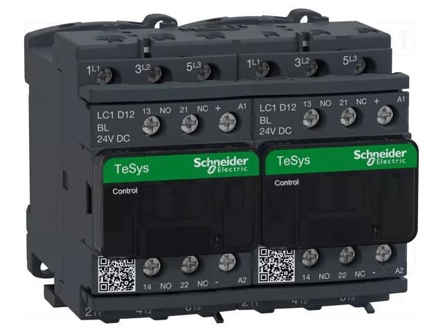 Contactor: 3-pole reversing; NO x3; Auxiliary contacts: NC + NO SCHNEIDER ELECTRIC LC2D12BL