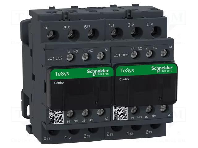 Contactor: 3-pole reversing; NO x3; Auxiliary contacts: NC + NO SCHNEIDER ELECTRIC LC2D32E7