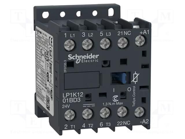Contactor: 3-pole; NO x3; Auxiliary contacts: NC; 24VDC; 12A SCHNEIDER ELECTRIC LP1K1201BD3
