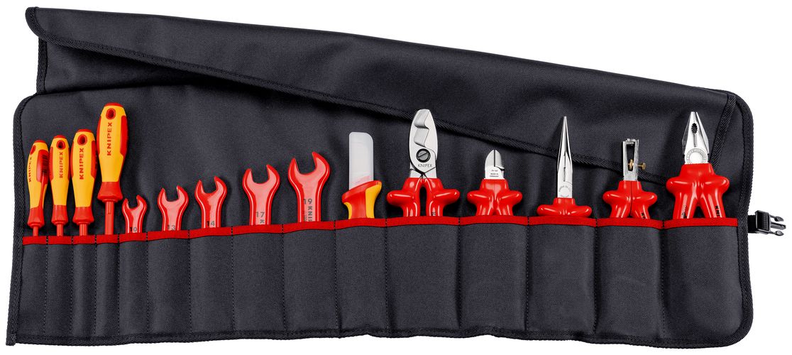 KNIPEX 98 99 13 Tool Roll 15 parts with insulated tools for works on electrical installations 805 mm 98 99 13 4003773026648