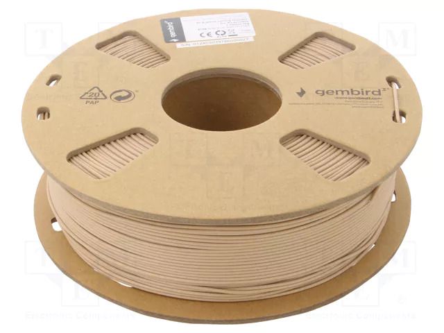 Filament: PLA; 1.75mm; wood-like; 190÷220°C; 1kg GEMBIRD 3DP-PLA-WD-01-NAT