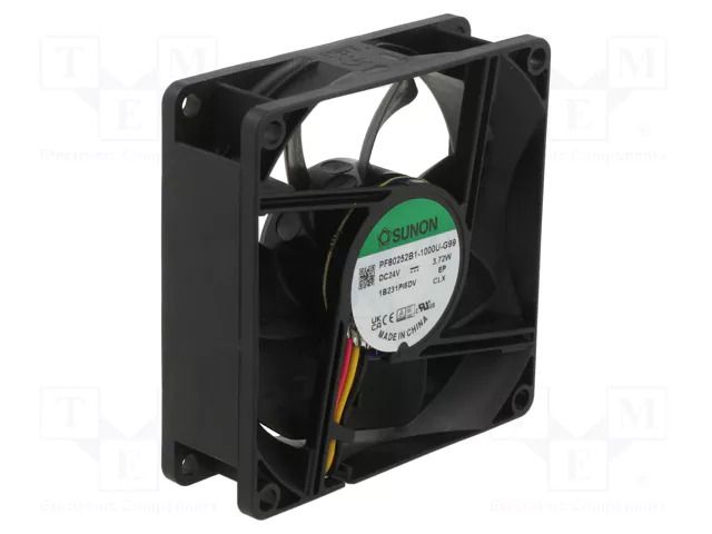 Fan: DC; axial; 24VDC; 80x80x25mm; 102m3/h; 45.5dBA; ball; 4800rpm SUNON PF80252B1-G99