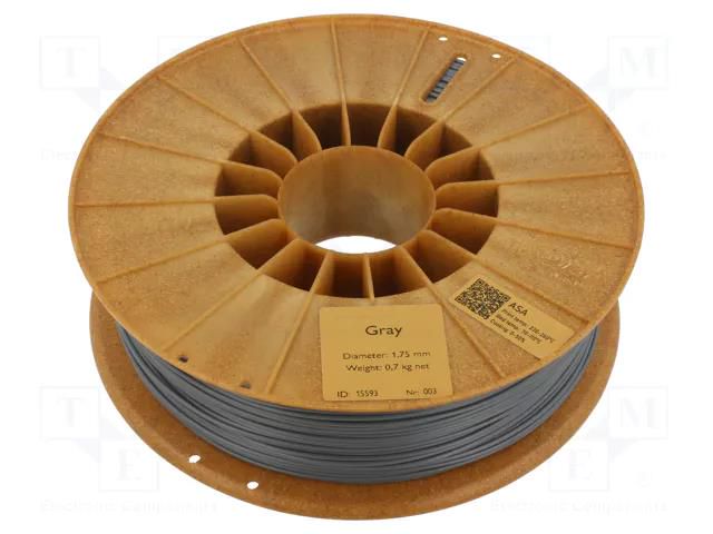 Filament: ASA; 1.75mm; grey; 220÷250°C; 700g; Table temp: 90÷110°C ROSA 3D ROSA-3061