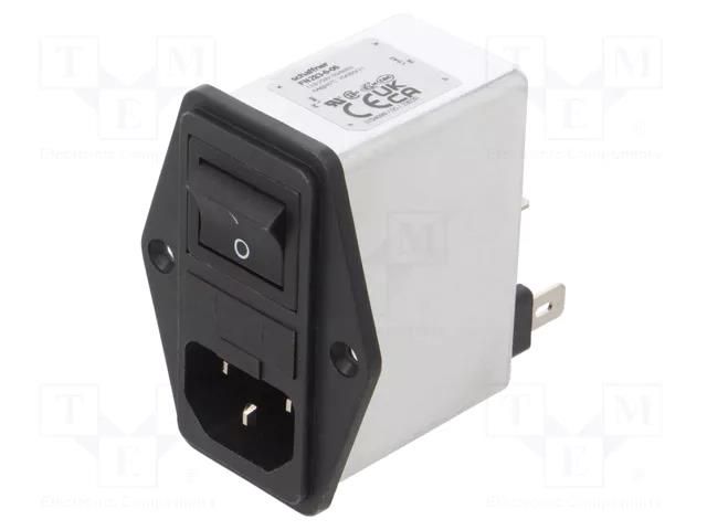 Connector: AC supply; socket; male; Inom: 6A; Ir: 373uA; 250VAC; 1MΩ SCHAFFNER FN283-6-06