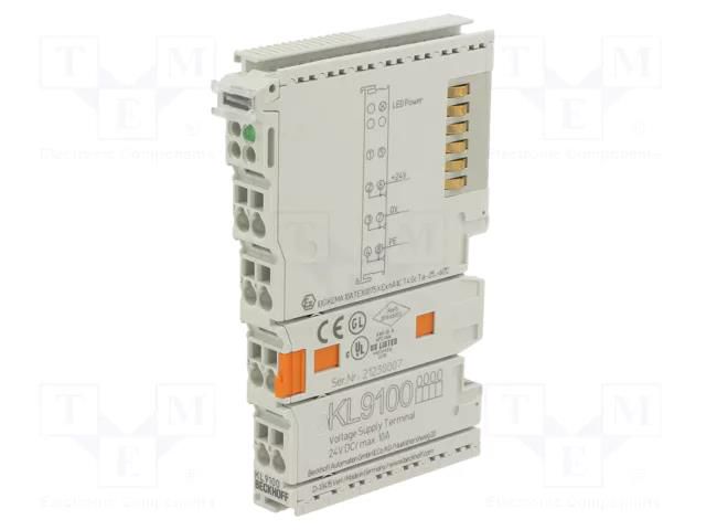 Industrial module: mains; -25÷60°C; IP20; 24VDC; 15x100x70mm Beckhoff Automation KL9100