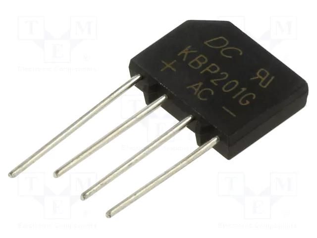 Bridge rectifier: single-phase; Urmax: 100V; If: 2A; Ifsm: 60A; flat DC COMPONENTS KBP201G-DC