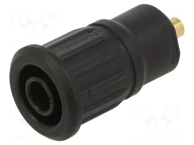 Connector: 4mm banana; socket; 24A; 1kV; black; gold-plated; 12.2mm STÄUBLI SEB4-E/A-21