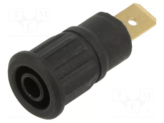 Connector: 4mm banana; socket; 32A; 1kV; black; gold-plated STÄUBLI SEB4-F/6.3-21