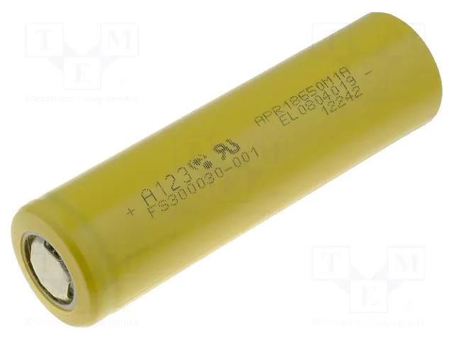 Re-battery: Li-FePO4; 18650,MR18650; 3.3V; 950mAh; Ø18x65mm A123 SYSTEMS ACCU-18650/A123