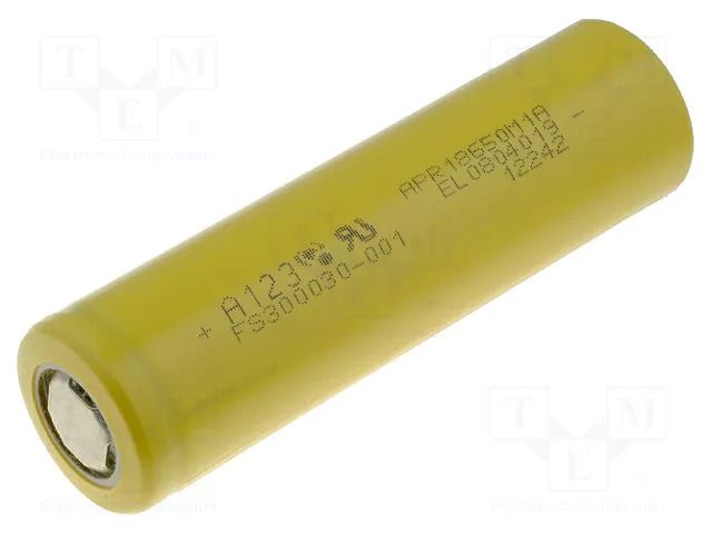 Re-battery: Li-FePO4; 18650,MR18650; 3.3V; 950mAh; Ø18x65mm A123 SYSTEMS ACCU-18650/A123