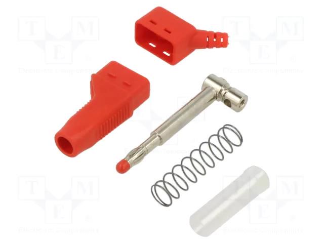 Connector: 4mm banana; plug; 19A; 600V; red; 1mm2; on cable,screw STÄUBLI XZGL-410-22