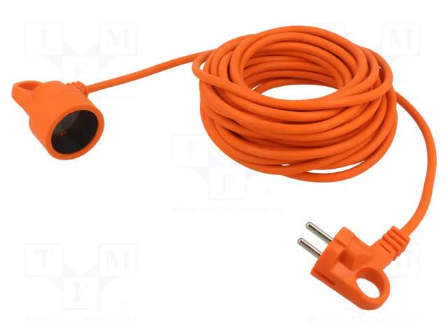 Extension lead; 2x1.5mm2; Sockets: 1; PVC; orange; 20m; 16A ACAR ACAR-M01907