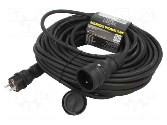 Extension lead; 3x2.5mm2; Sockets: 1; rubber; black; 30m; 16A KEL W-99201