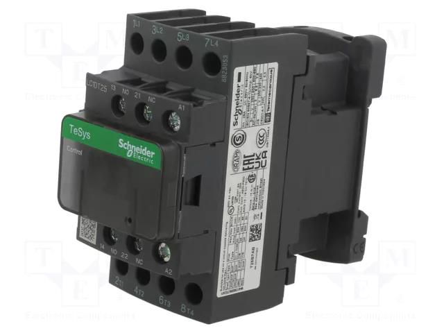 Contactor: 4-pole; NO x4; Auxiliary contacts: NC + NO; 24VDC; 25A SCHNEIDER ELECTRIC LC1DT25BD