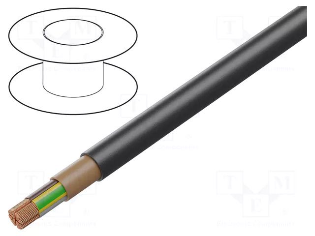 Wire; NYY; 4G95mm2; round; stranded; Cu; PVC; black; 600V,1kV HELUKABEL NYY-J-4G95-SM