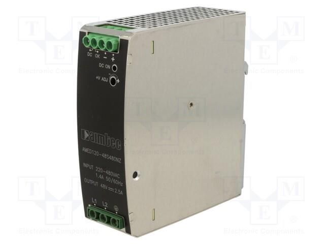 Power supply: switching; for DIN rail; 120W; 48VDC; 2.5A; -25÷70°C AIMTEC AMED120-48S480NZ