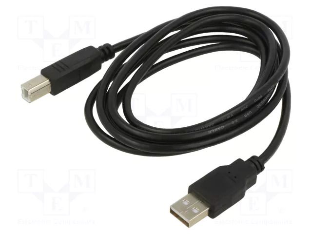 Cable; USB 2.0; USB A plug,USB B plug; 3m; black; Cu; 28AWG; PVC ART ART-AL-OEM-101