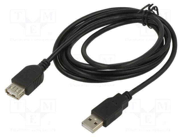 Cable; USB 2.0; USB A socket,USB A plug; 3m; black; Cu; 28AWG ART ART-AL-OEM-111