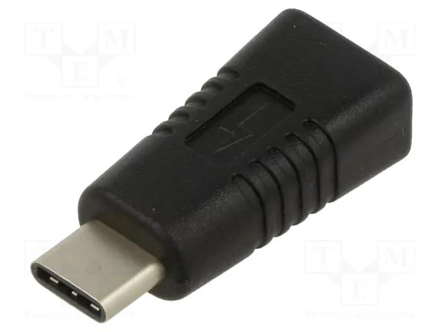 Adapter; USB 2.0; USB B micro socket,USB C plug; black ART ART-AL-OEM-162